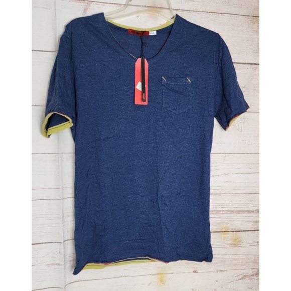 Vassari Los Angeles Blue L Rare Designer V-Neck Shirt with Pocket - Picture 16 of 16